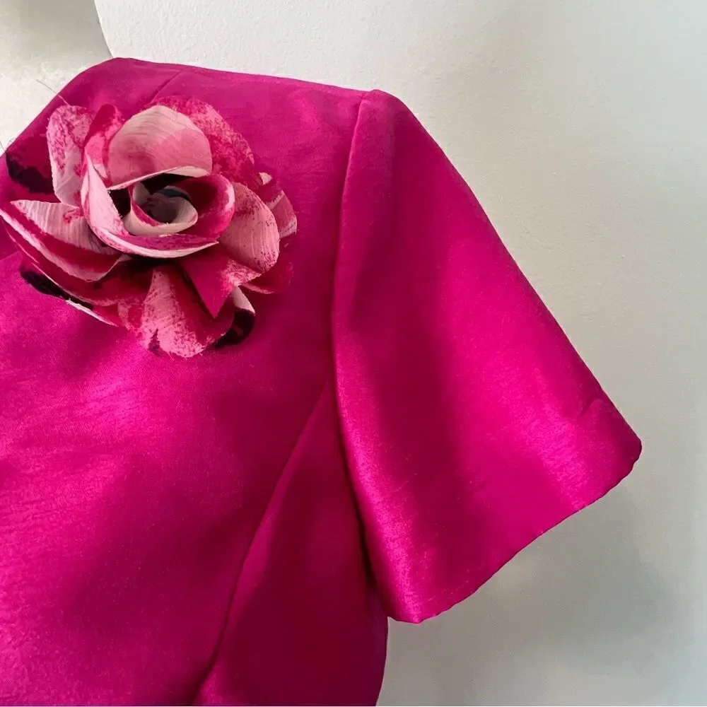 Danny & Nicole Skirt And Blouse Sz 10 Pink Top With Floral Skirt Career Church
